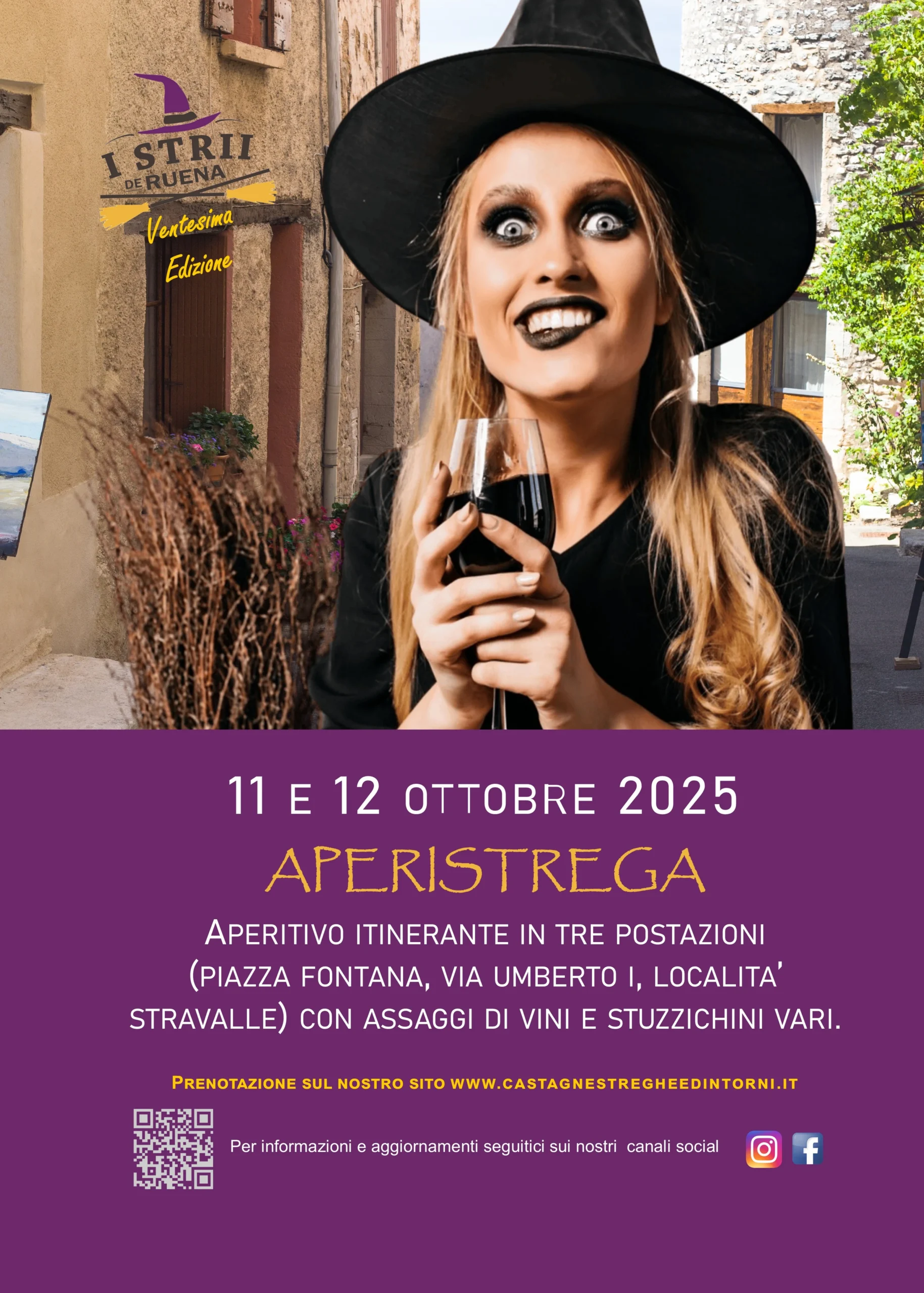 Locandina ufficiale dell'AperiStrega 2025, evento itinerante a Rovenna.