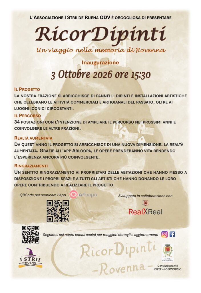Manifesto di RicorDipinti 2026, inaugurazione il 3 ottobre 2026 alle 15:30 a Rovenna